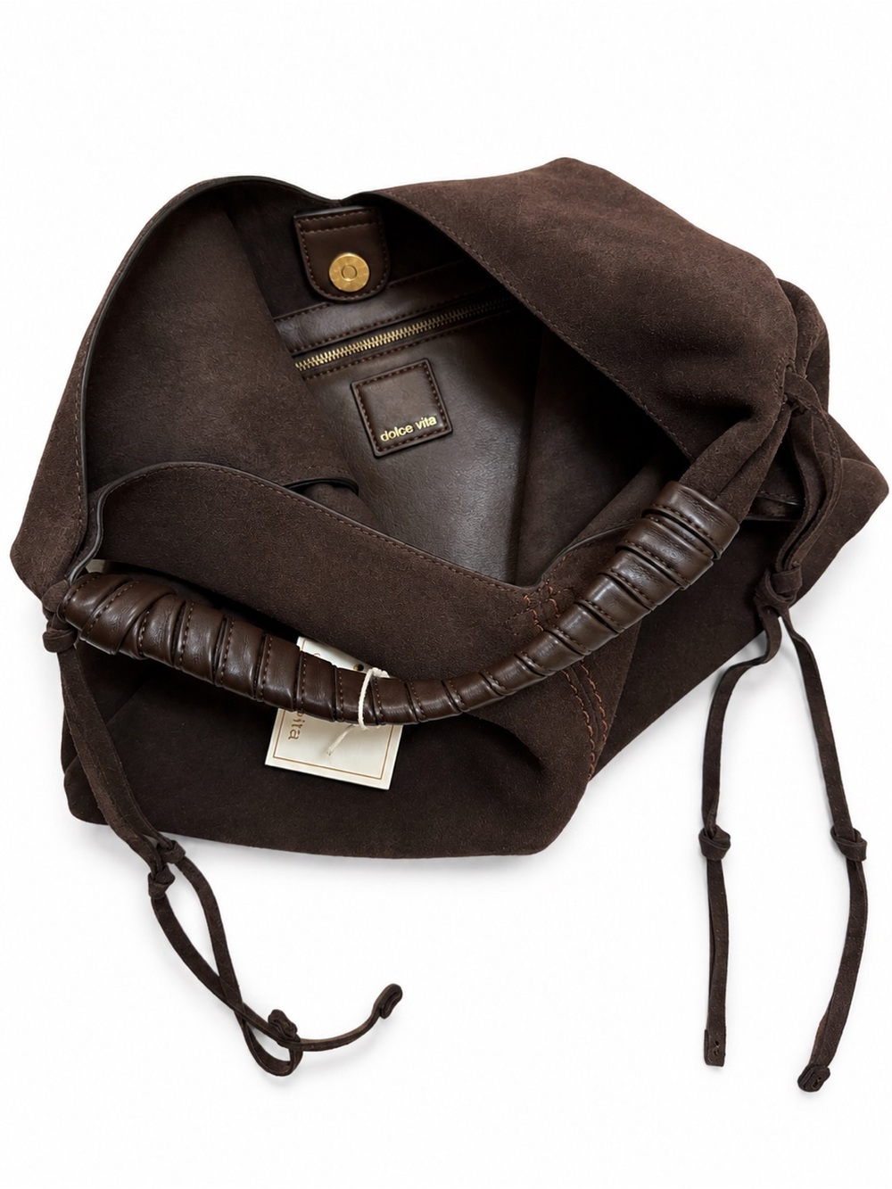 Dolce Vita Merrick Espresso Suede Slouchy Hobo Bag BNWT - Picture 11 of 16